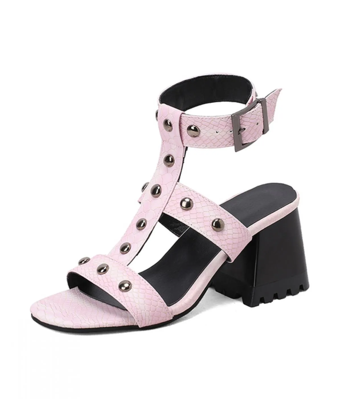 2022 nuovi sandali estivi per donna rivetto tacchi alti scarpe da donna sandali da donna in pelle pu sandali eleganti spedizione