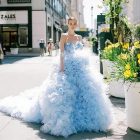 Abito da ballo blu accattivante Abito da ballo extra lussuoso in tulle a strati Abiti da festa Fotografia Abito da sposa Servizi