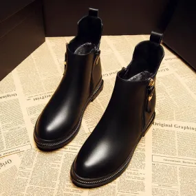 Abito da sera casual da donna, abito da ballo, stivali Chelsea, tendenza nera, scarpe in vera pelle, stivale primavera-autunno d