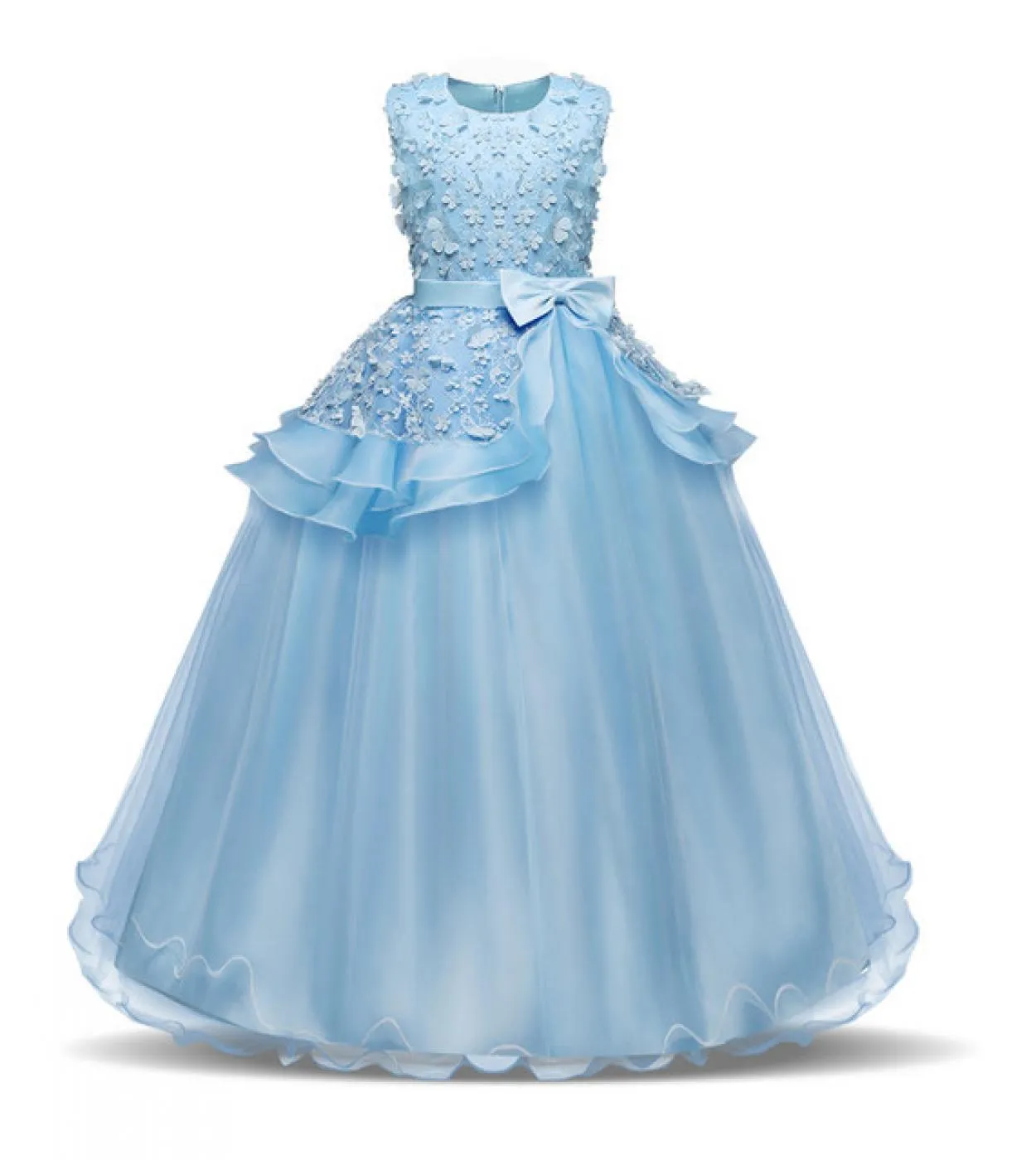 Abito da sposa per ragazza Abiti eleganti da principessa con fiocco in fiore per bambini per la festa di compleanno 6 14t Gala p