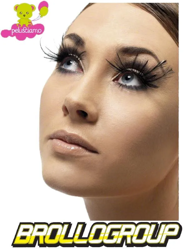 Accessori costume carnevale ciglia Finte Lunghe Piume Nere charleston *16440
