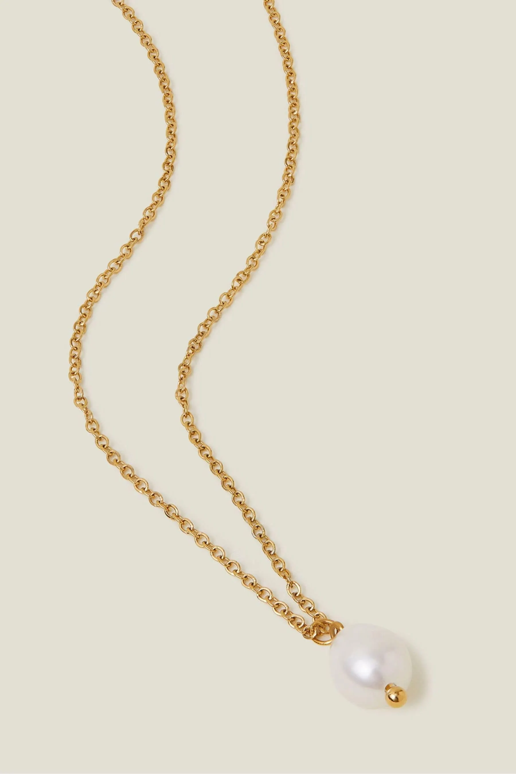 Accessorize - Collana con pendente in acciaio inossidabile con perla
