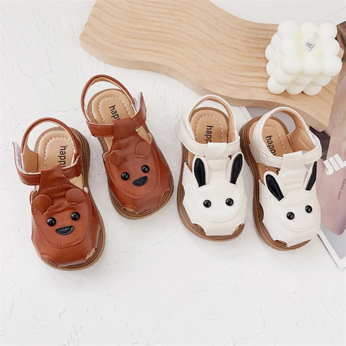 Bellissimi sandali per bambini Bambini Summer Bunny Girls Scarpe da ballo per feste Fondo morbido antiscivolo Baby Brown Bear Ra