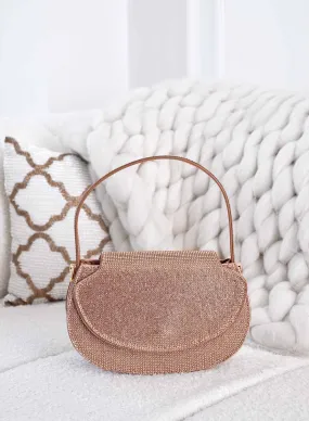 Borsa oro rosa con strass e catena B233