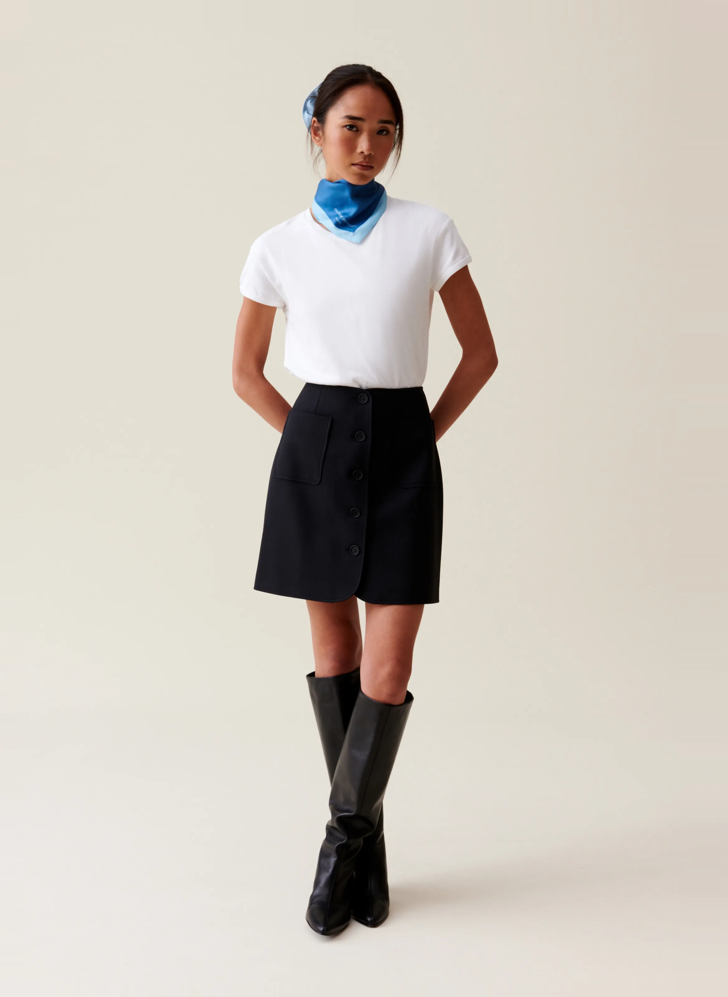  CLAUDIE PIERLOT   Gonna corta con bottoni in lana mélange | Nero