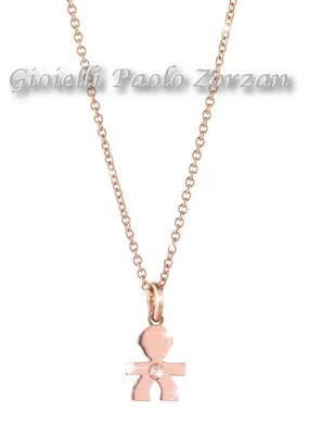 Collana Con Pendente Bimbo Le Bebè In Oro Rosa 18 Kt E Brilli Ref. Lbb321