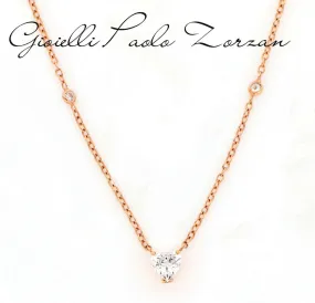 Collana con pendente cuore in oro rosa e zircone  CL-034