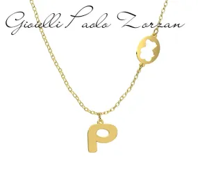 Collana con pendente Nanan con Lettera “P” in oro giallo 9 kt NGLD0030P