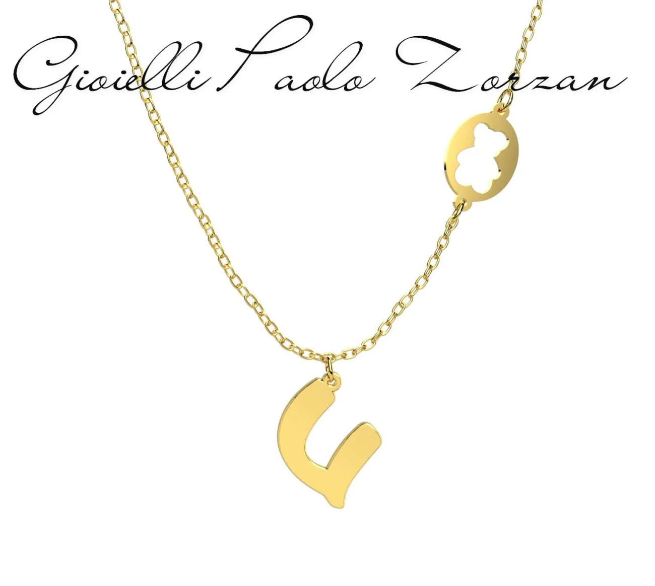 Collana con pendente Nanan con Lettera “U” in oro giallo 9 kt NGLD0030U