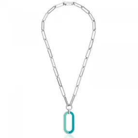 Collana con pendente smaltato azzurro