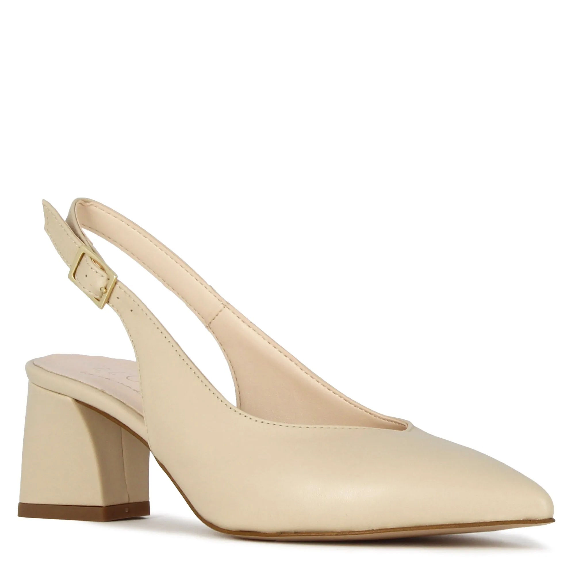 Décolleté slingback da donna in pelle colore beige con tacco medio