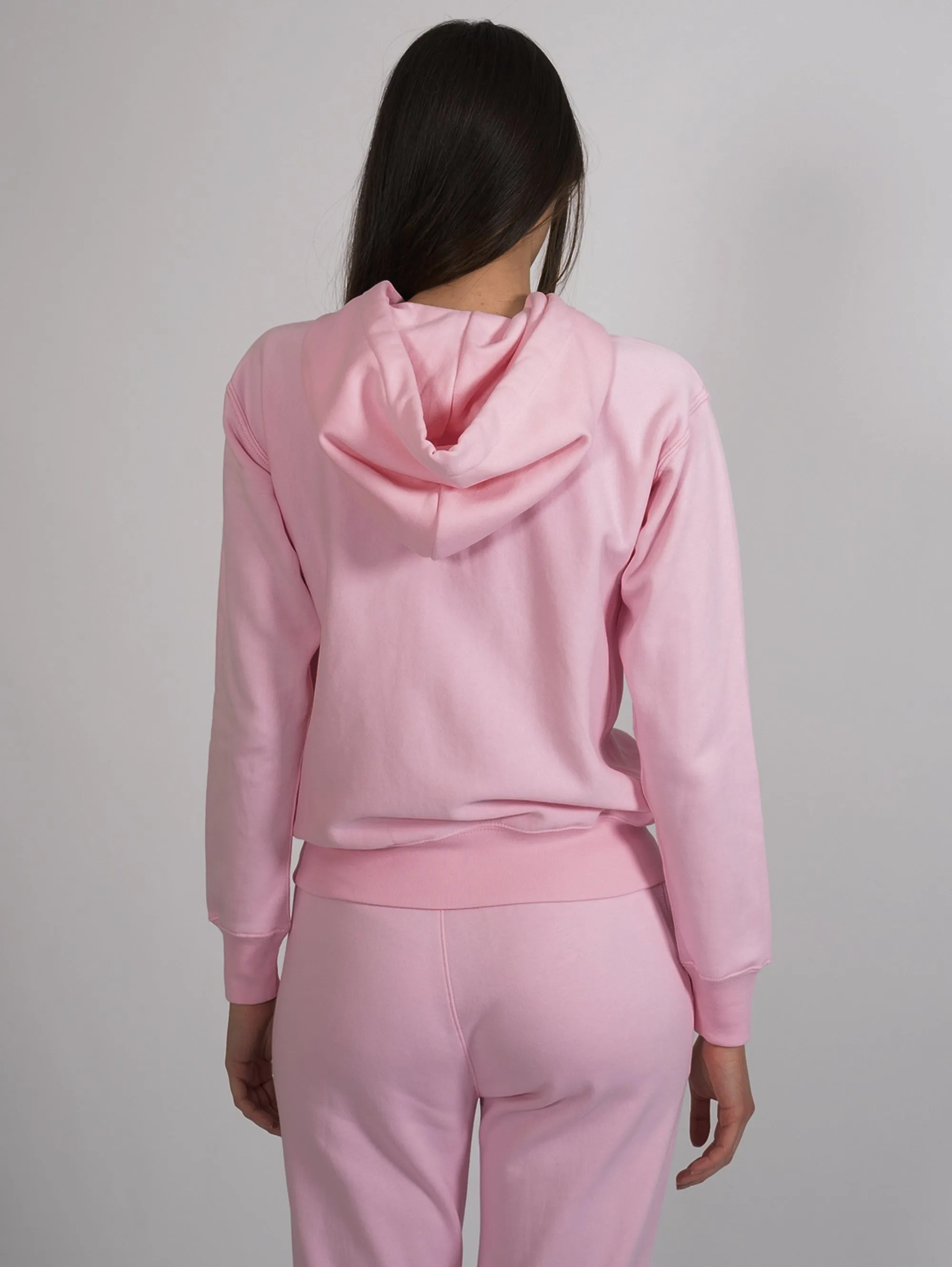 Felpa con Cappuccio e Zip Rosa