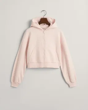 Felpa corta con cappuccio e zip Script Graphic Teen Girls