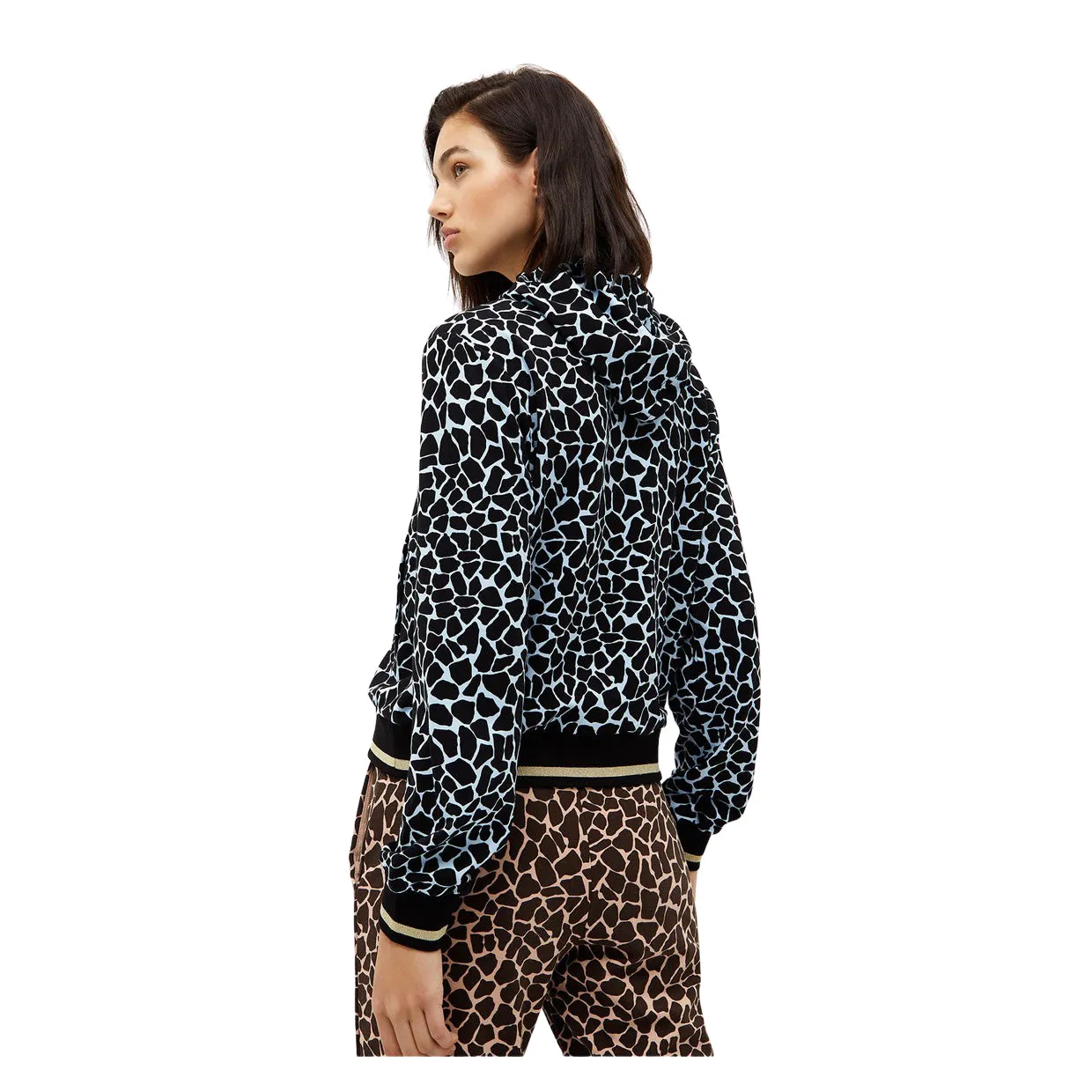 Felpa Donna Liu-Jo Sport Animalier Nero Multicolor