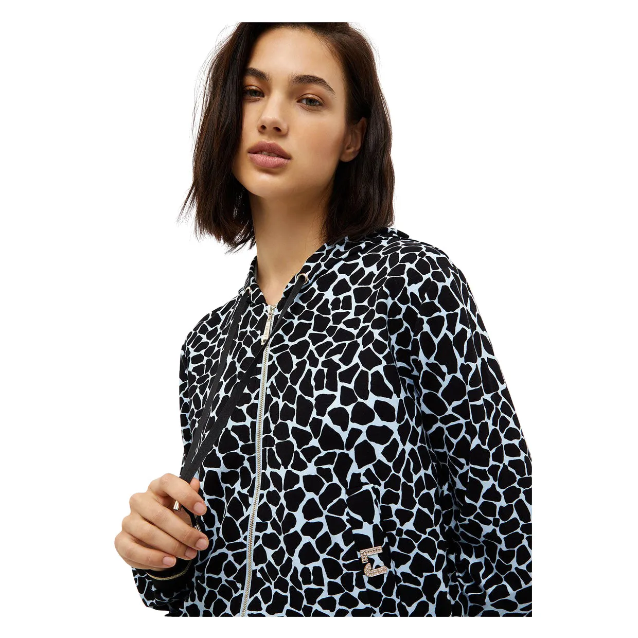 Felpa Donna Liu-Jo Sport Animalier Nero Multicolor