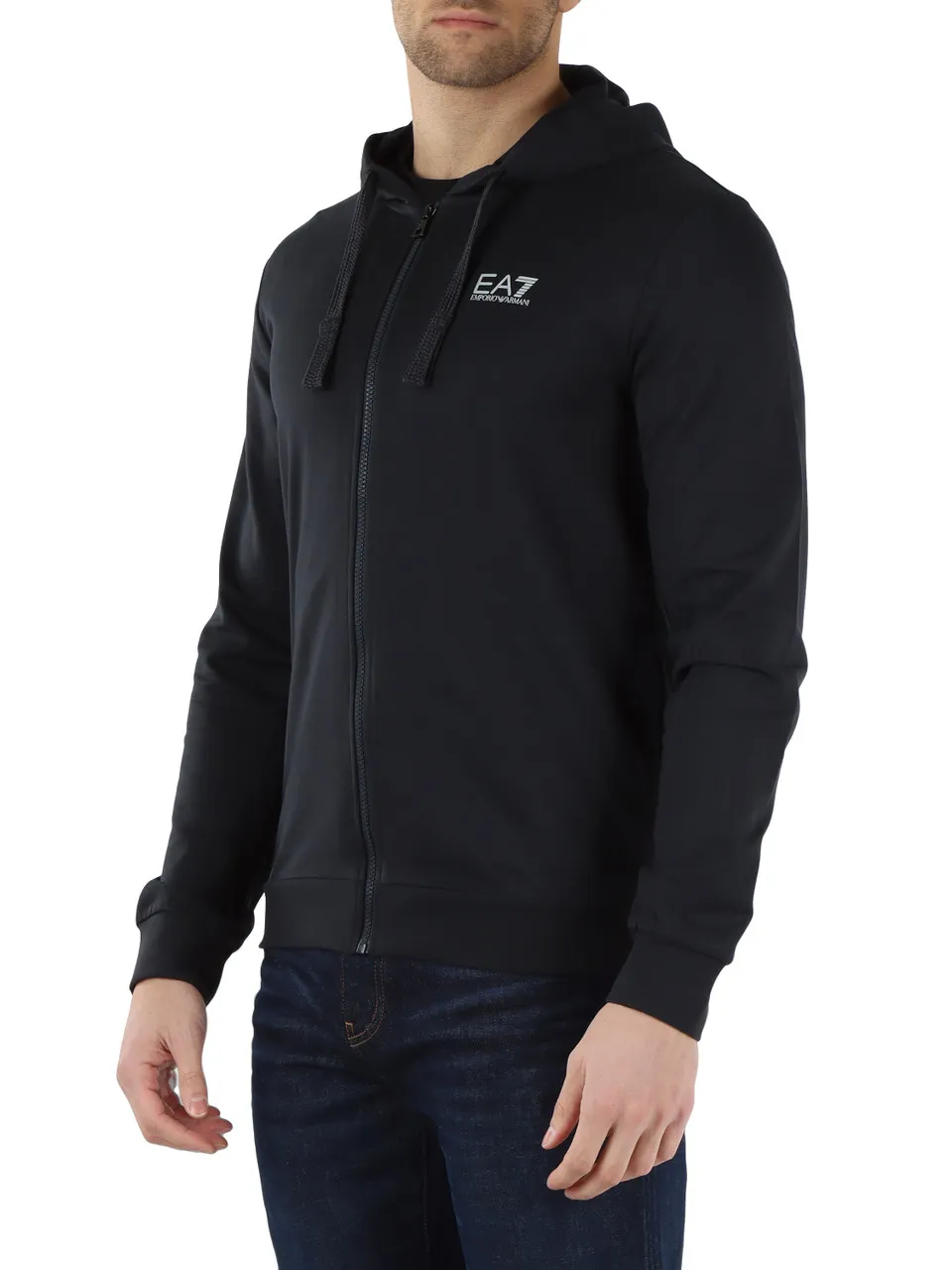 Felpa in cotone con cappuccio e chiusura zip