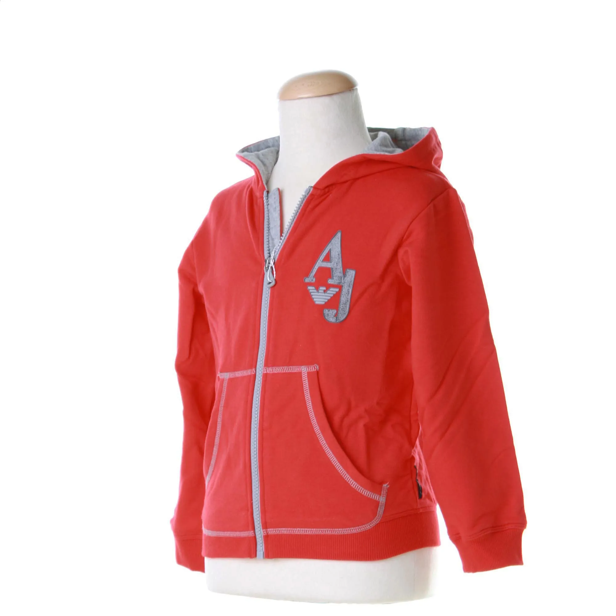 Felpa Rossa Full Zip Con Cappuccio