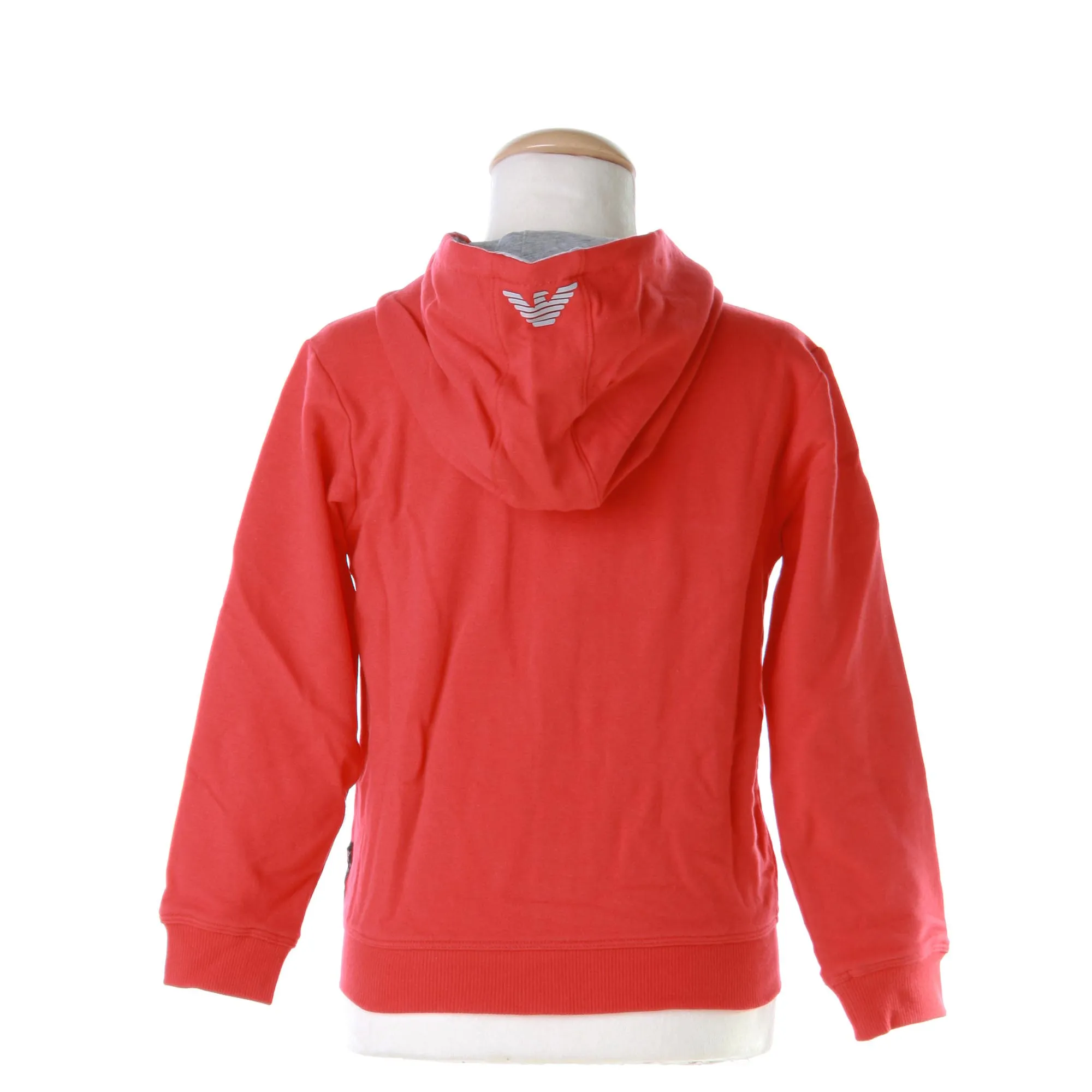 Felpa Rossa Full Zip Con Cappuccio