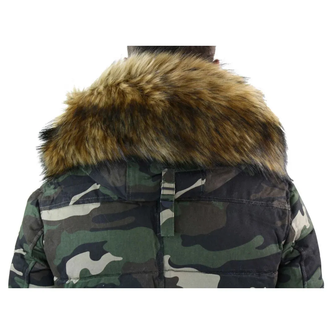 Giubbotto da Uomo Militare Imbottito Piumino con Cappuccio Pelliccia Rimovibile