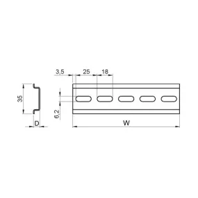 Guida DIN nVent SCHROFF Tipo perforato 475mm x 7.5mm x 35mm