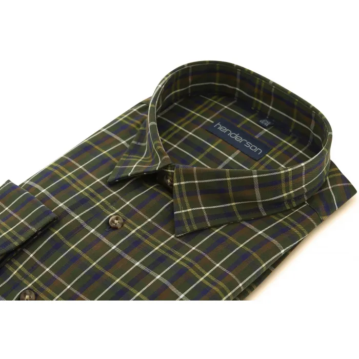 Henderson camicia BM a scacchi a maniche lunghe Verde scuro