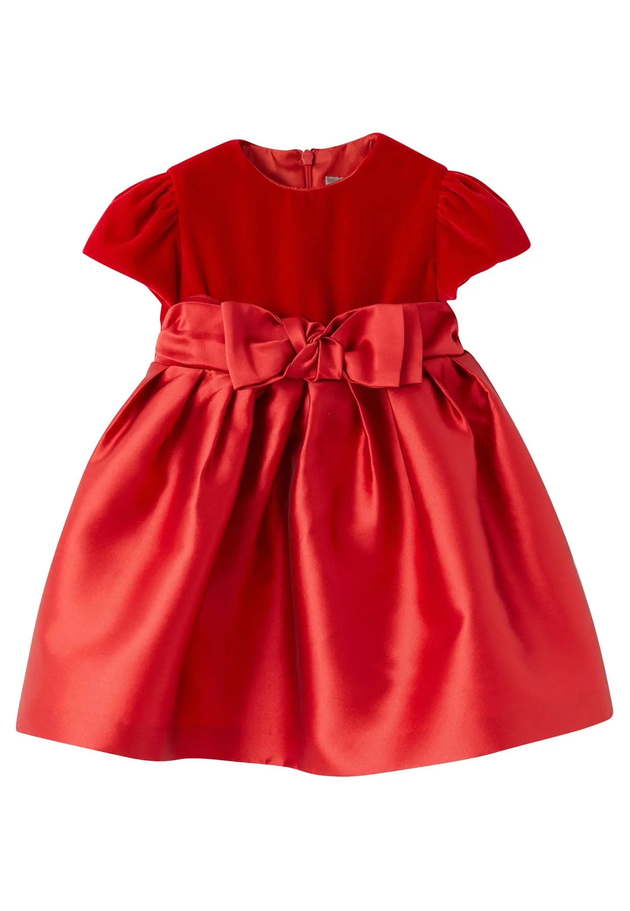 Il Gufo vestito rosso bambina in mikado