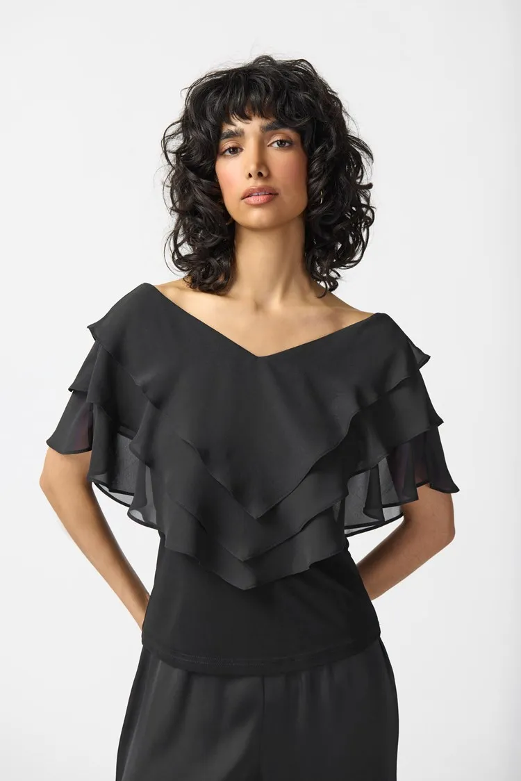 JOSEPH RIBKOFF top in maglia con chiffon 241020