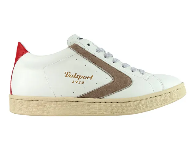 Leather Sneaker with Valsport Logo / White