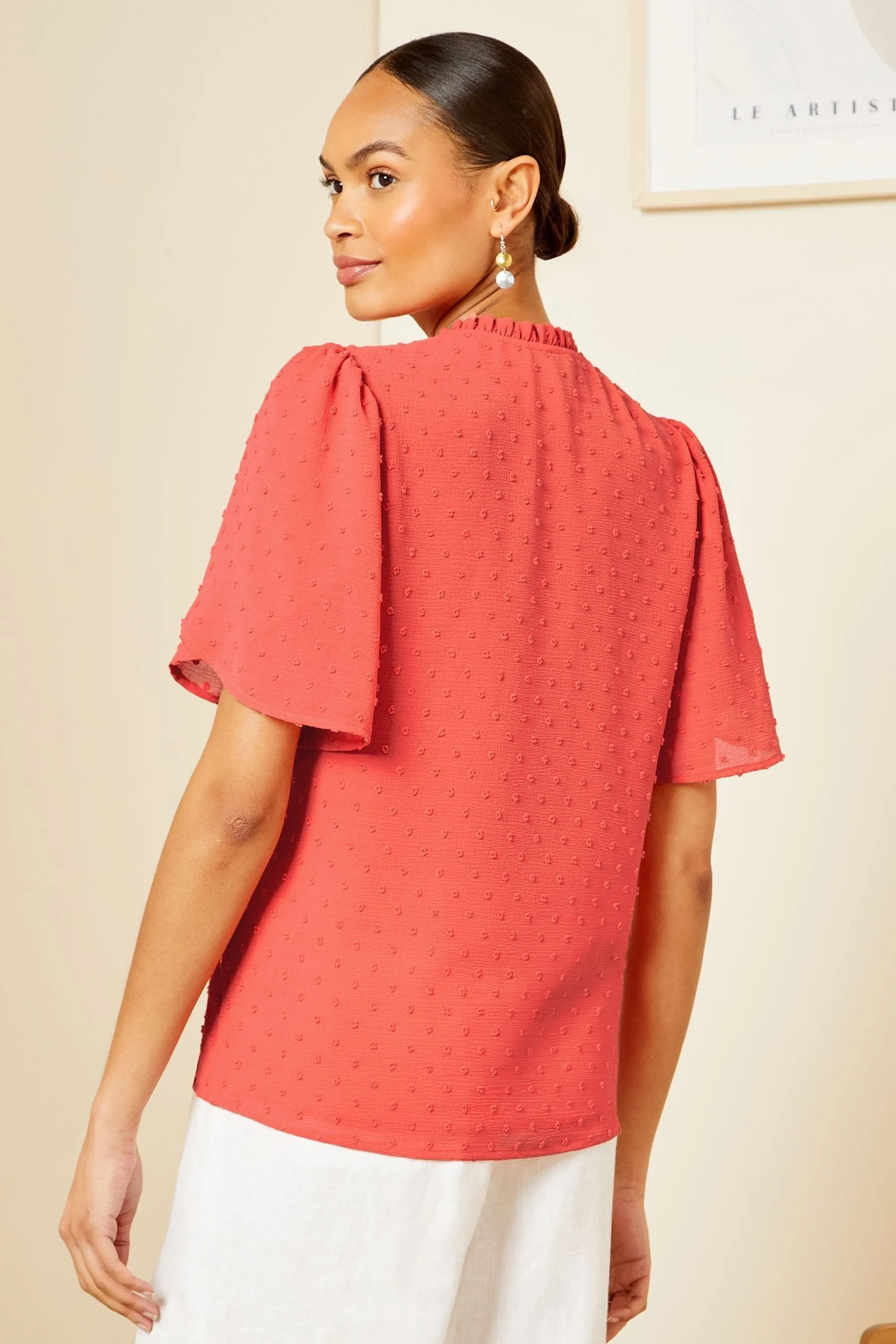 Love & Roses - Blusa a pallini con maniche a tulipano