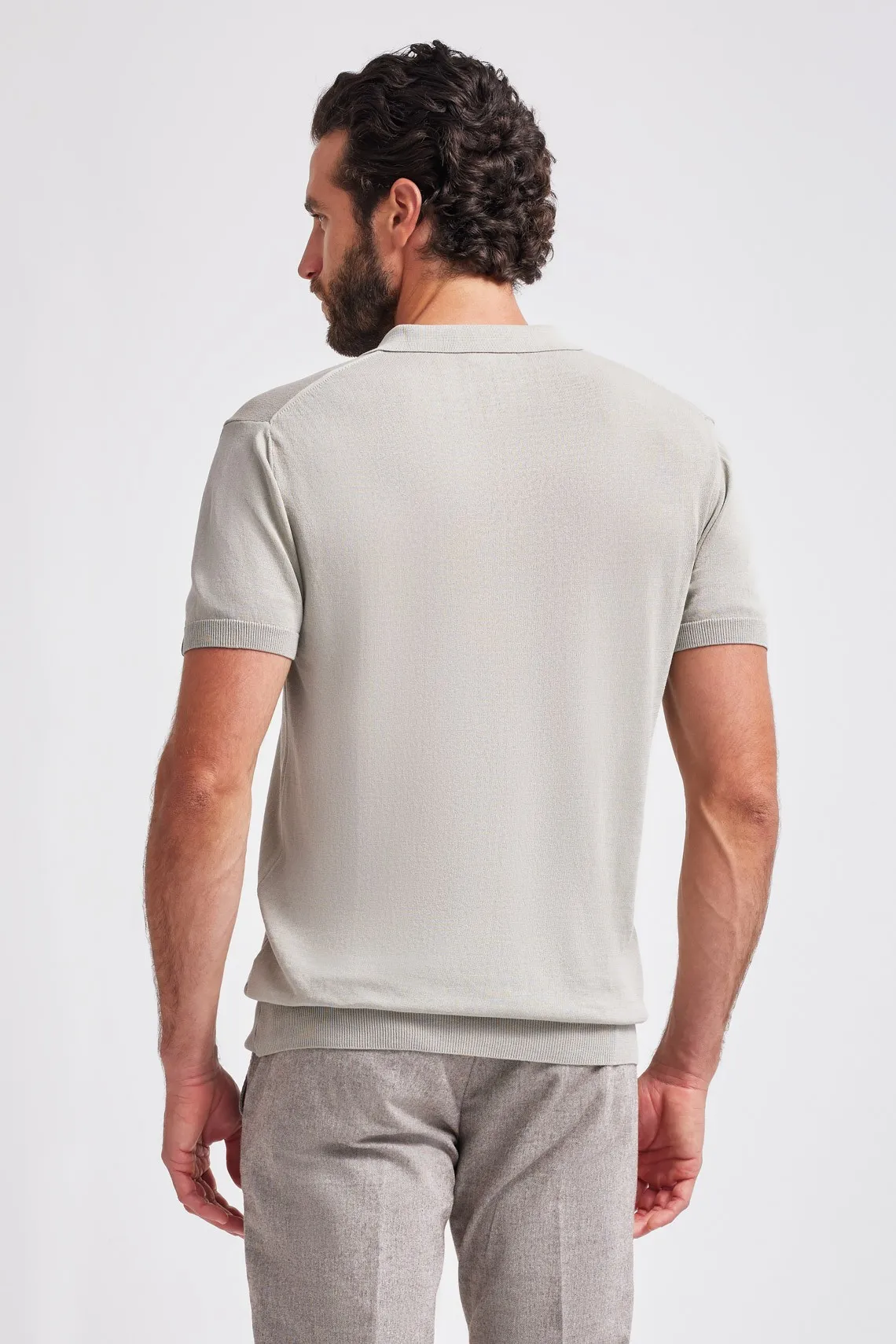 MAGLIA A POLO IN COTONE CREPE BEIGE