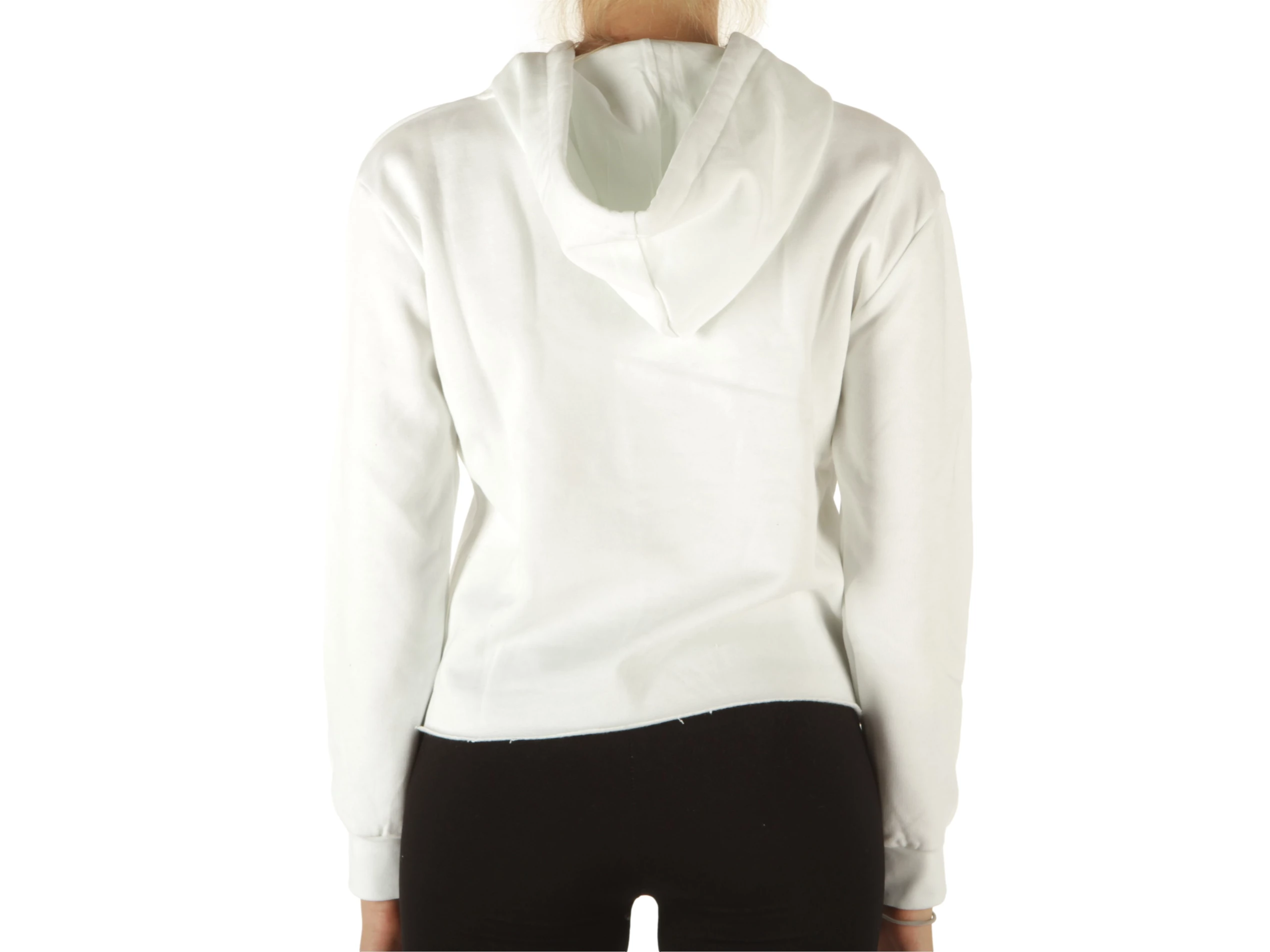 Maglia Cappuccio Corta Donna In Felpa Bianco