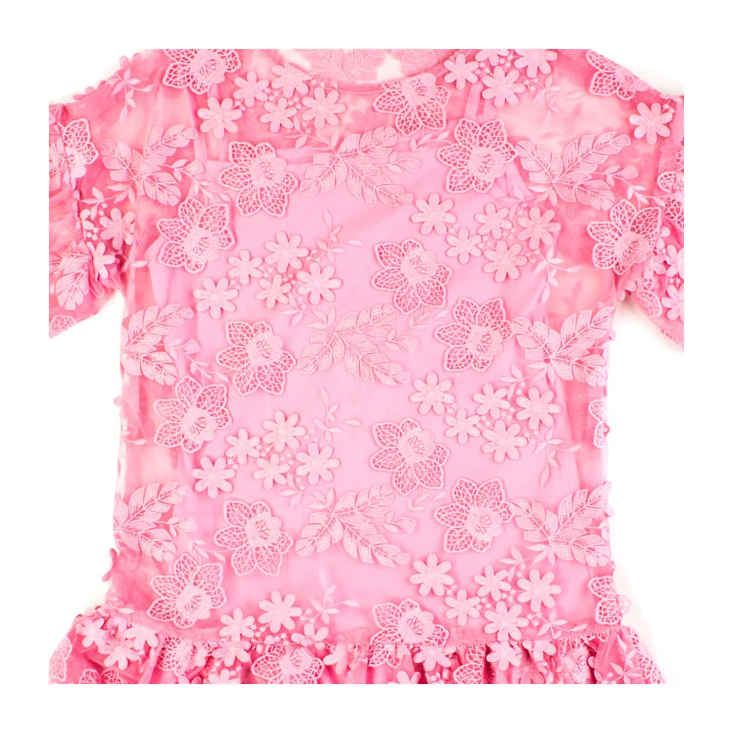 Maglia In Pizzo Rosa Teen