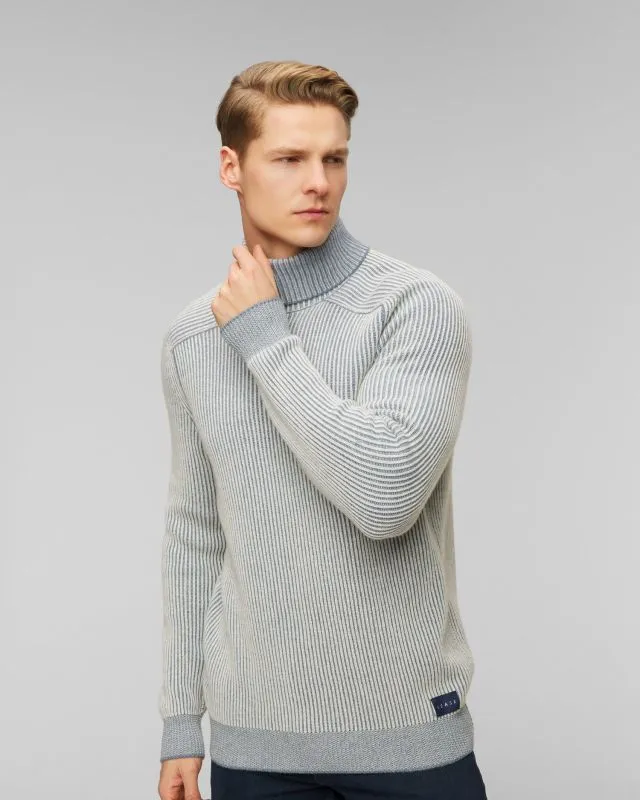 Maglione a collo alto blu in cashmere da uomo Sease