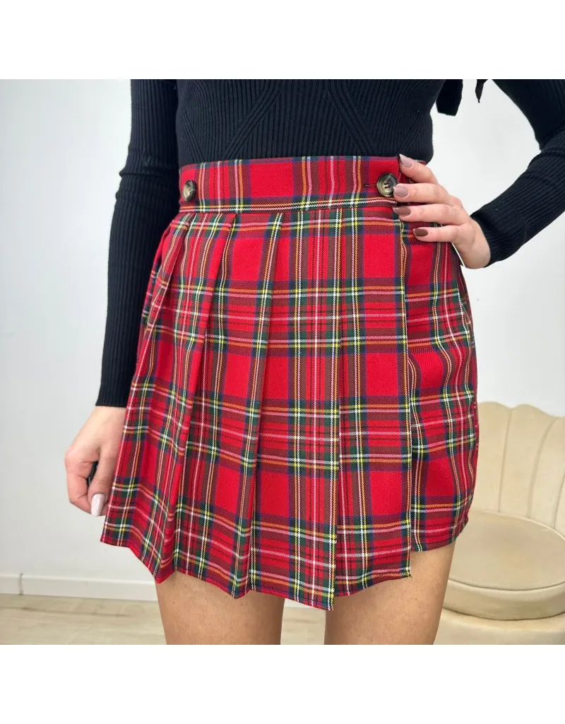 MINIGONNA PORTAFOGLIO TARTAN ROSSA