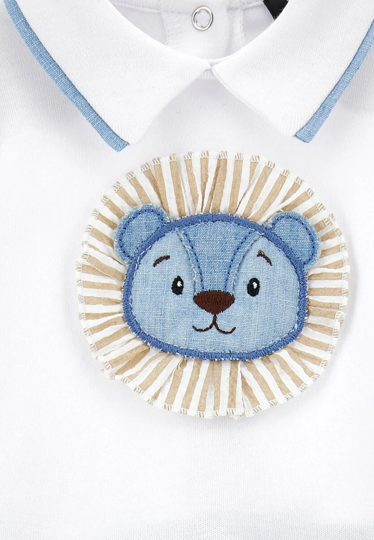 Monnalisa tutina bianca/azzurra neonato in cotone