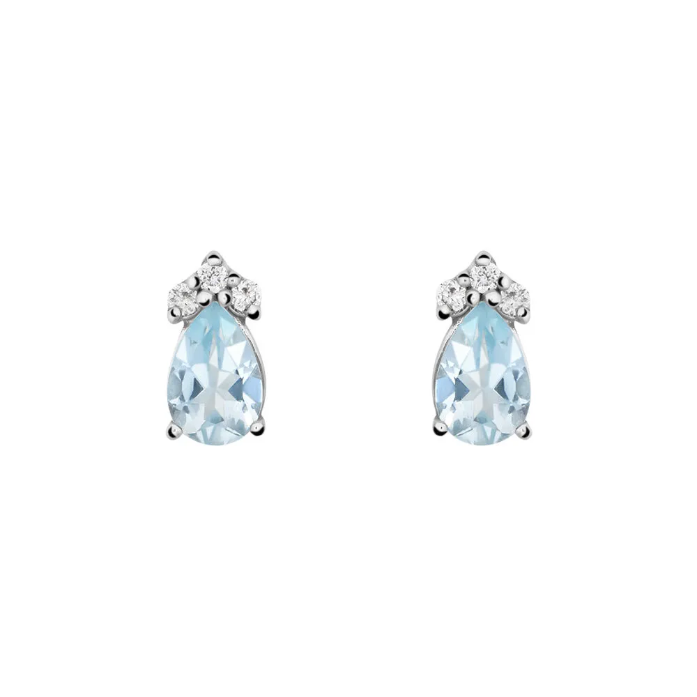Orecchini Lobo Punto Luce Goccia Acquamarina Oro Bianco 750/1000 Acquamarina 0,6 ct Diamante Bianco 0,06 ct 1628717