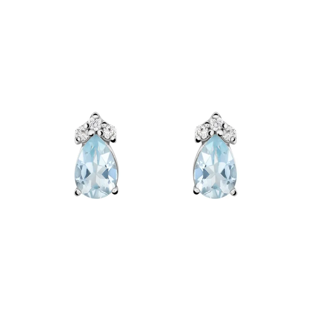 Orecchini Lobo Punto Luce Goccia Acquamarina Oro Bianco 750/1000 Acquamarina 0,6 ct Diamante Bianco 0,06 ct 1628717