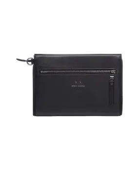 Pochette nera in similpelle martellata con listino removibile