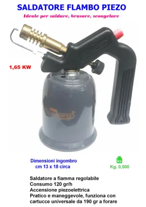 Saldatore a gas cannello bruciatore Scottatore a fiamma FLAMBO EUROCAMPING PIEZO