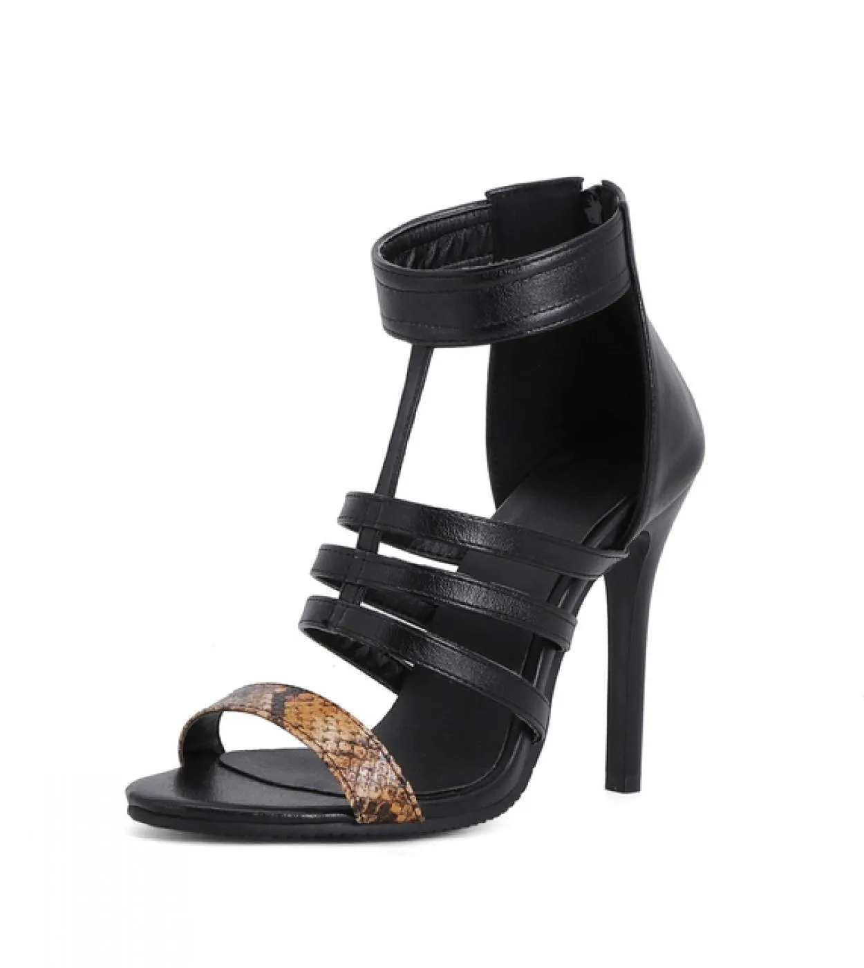 Sandali da donna estivi Scarpe in pelle PU per donna 2023 Sandali con tacco alto da 10 cm per donna Scarpe da festa da donna Zip