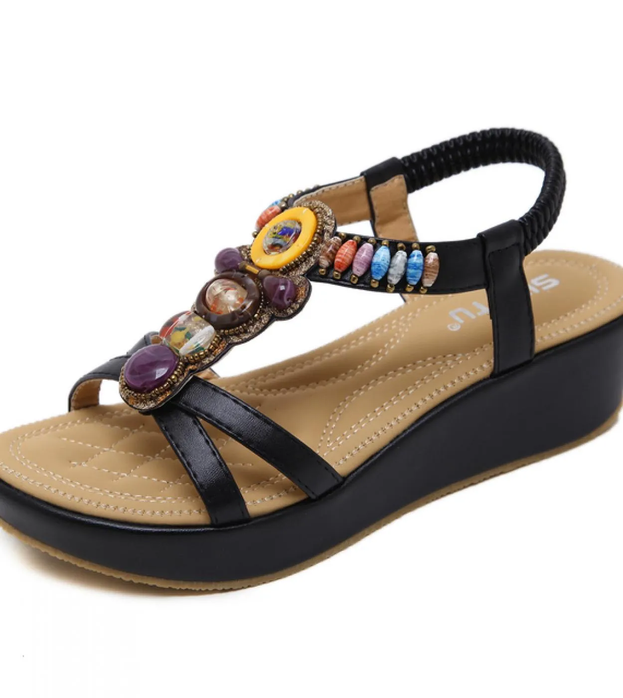 Sandali estivi per donna 2023 Sandali con zeppa con tacco bohemien Sandali da spiaggia Scarpe da donna estive Piattaforma Infrad