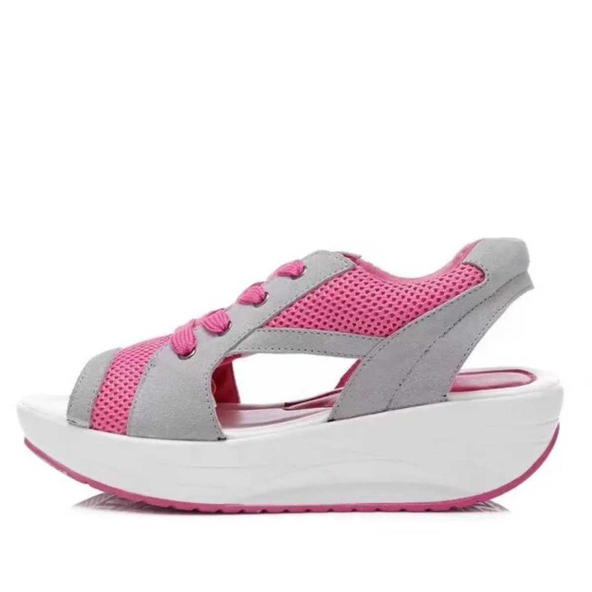 Sandali sportivi da donna Nuovi sandali estivi con zeppa con plateau e punta aperta per donna Scarpe casual da donna in mesh tra