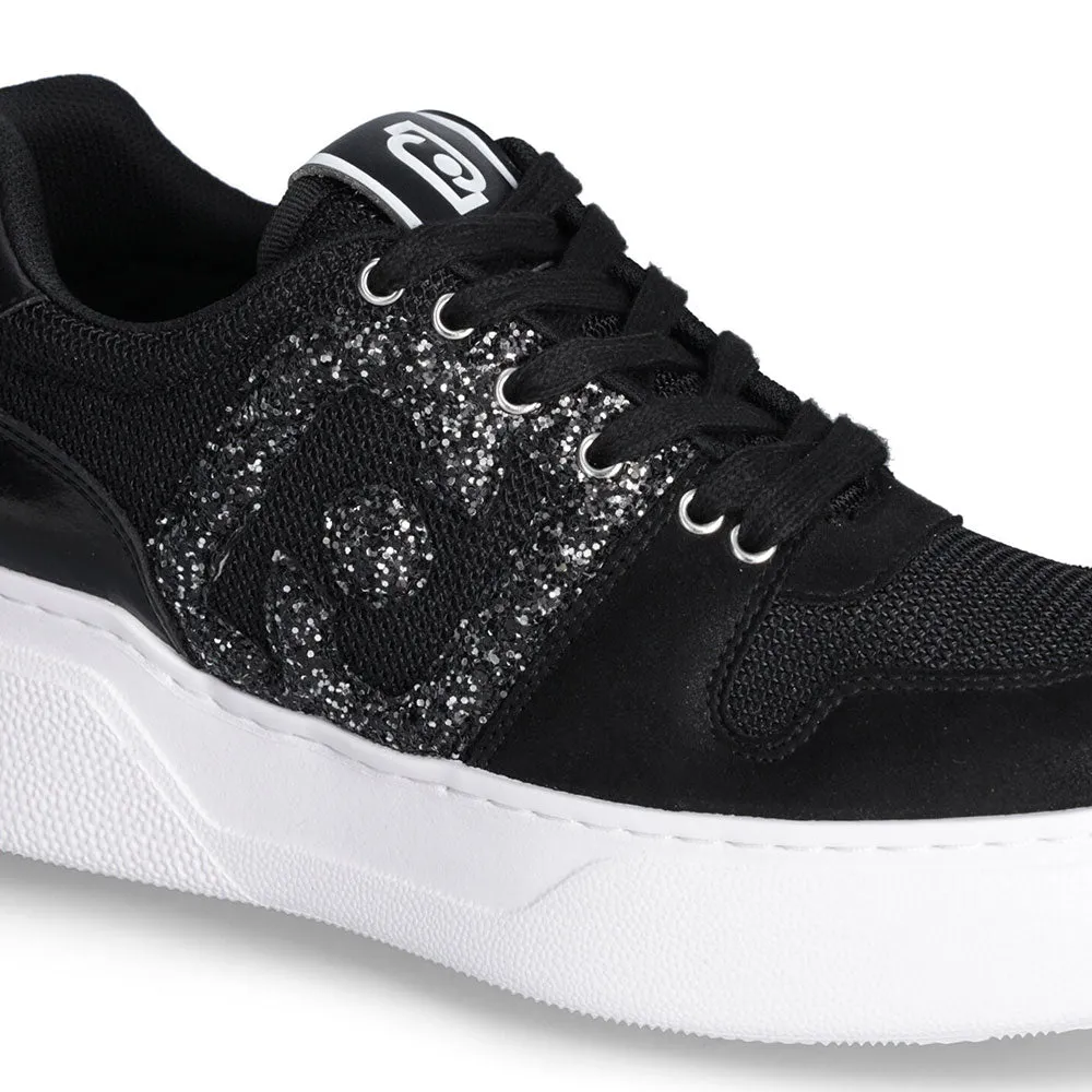 Scarpe Donna LIU JO Sneakers Tami 10 in Brighty Mesh con Maxi Logo Glitter Black