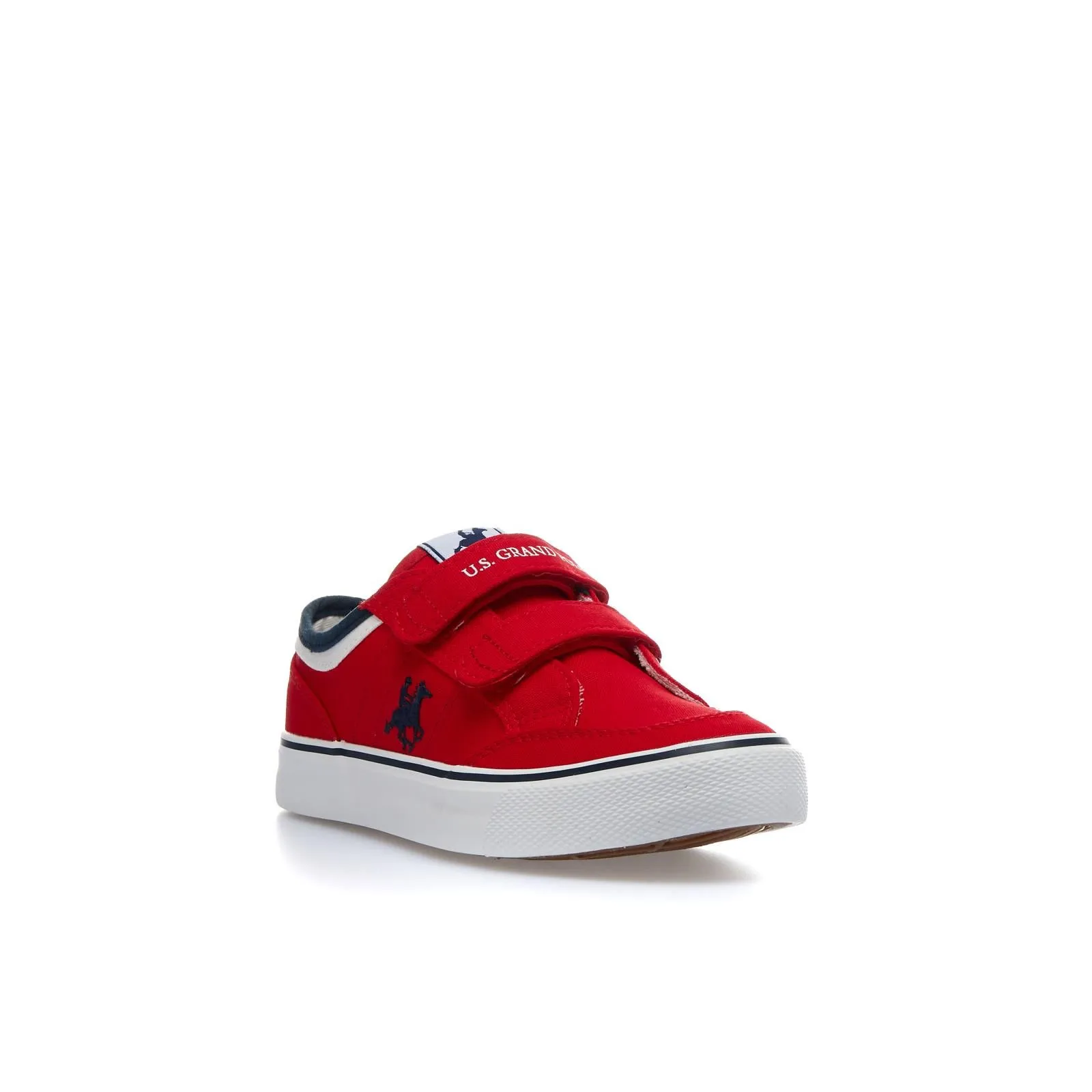 Sneakers rosse in tela con velcro e logo