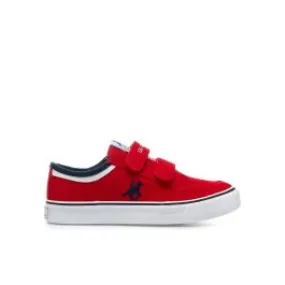 Sneakers rosse in tela con velcro e logo