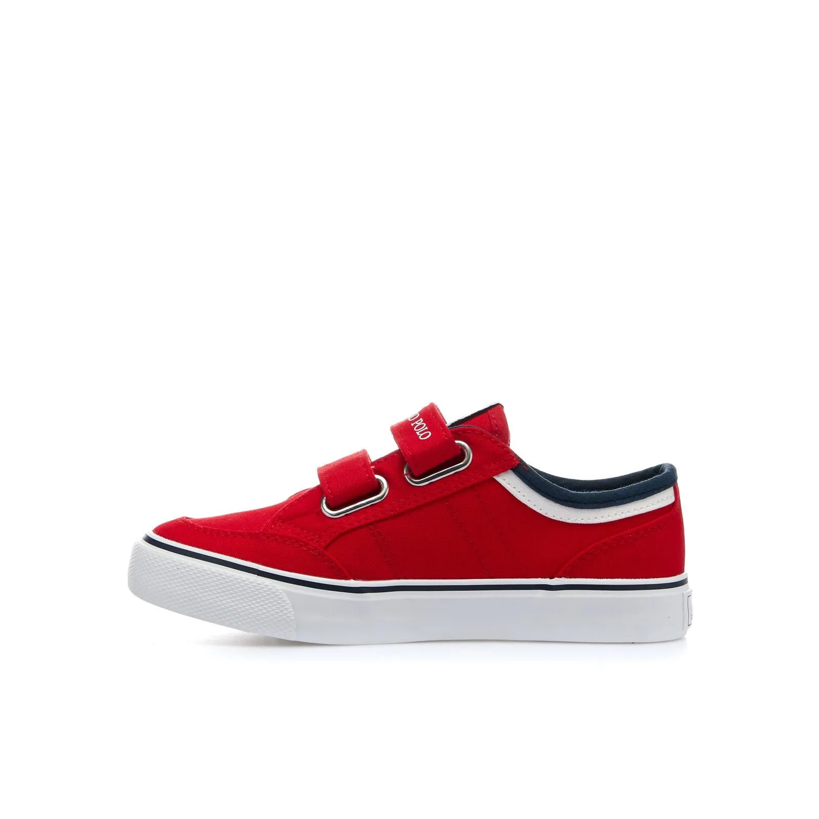 Sneakers rosse in tela con velcro e logo