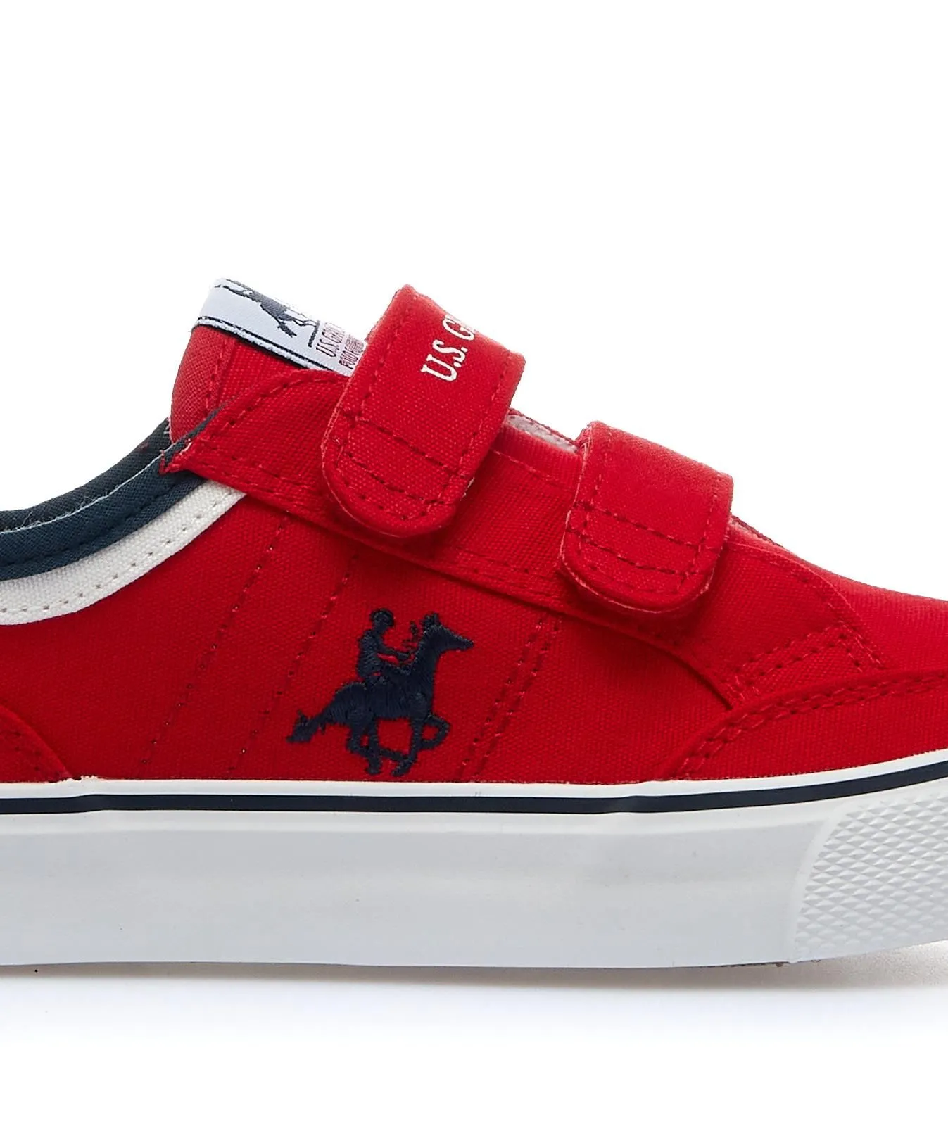 Sneakers rosse in tela con velcro e logo