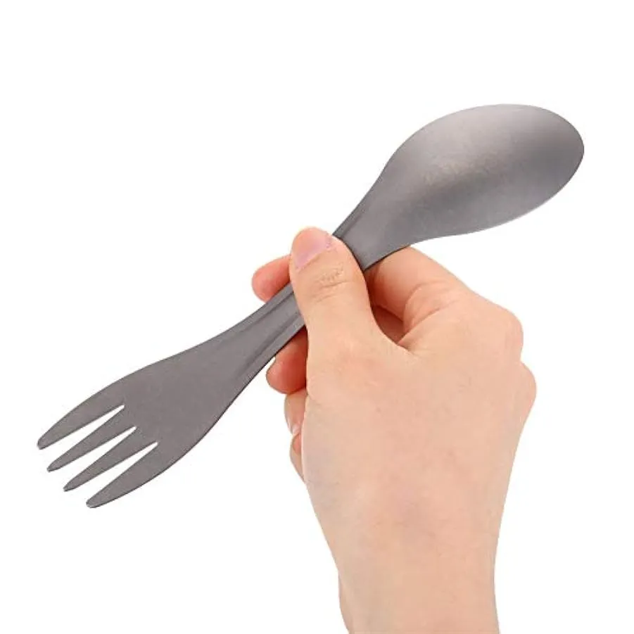 Spork in Titanio, Combinazione di Forchetta Cucchiaio 2 in 1 in Lega di Titanio Portatile da Esterno per Picnic in Campeggio in 