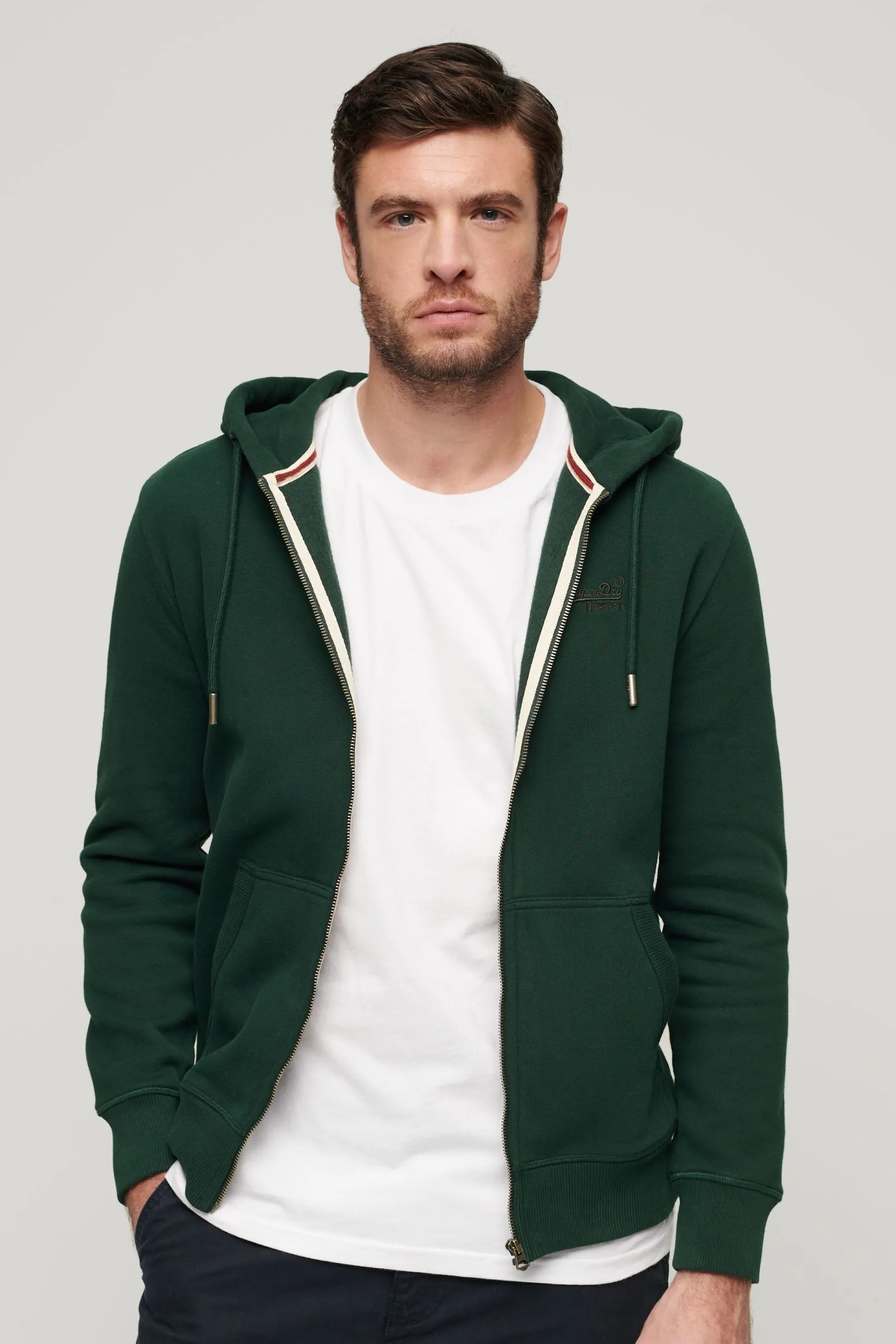 Superdry Essential - Felpa con cappuccio, zip e logo