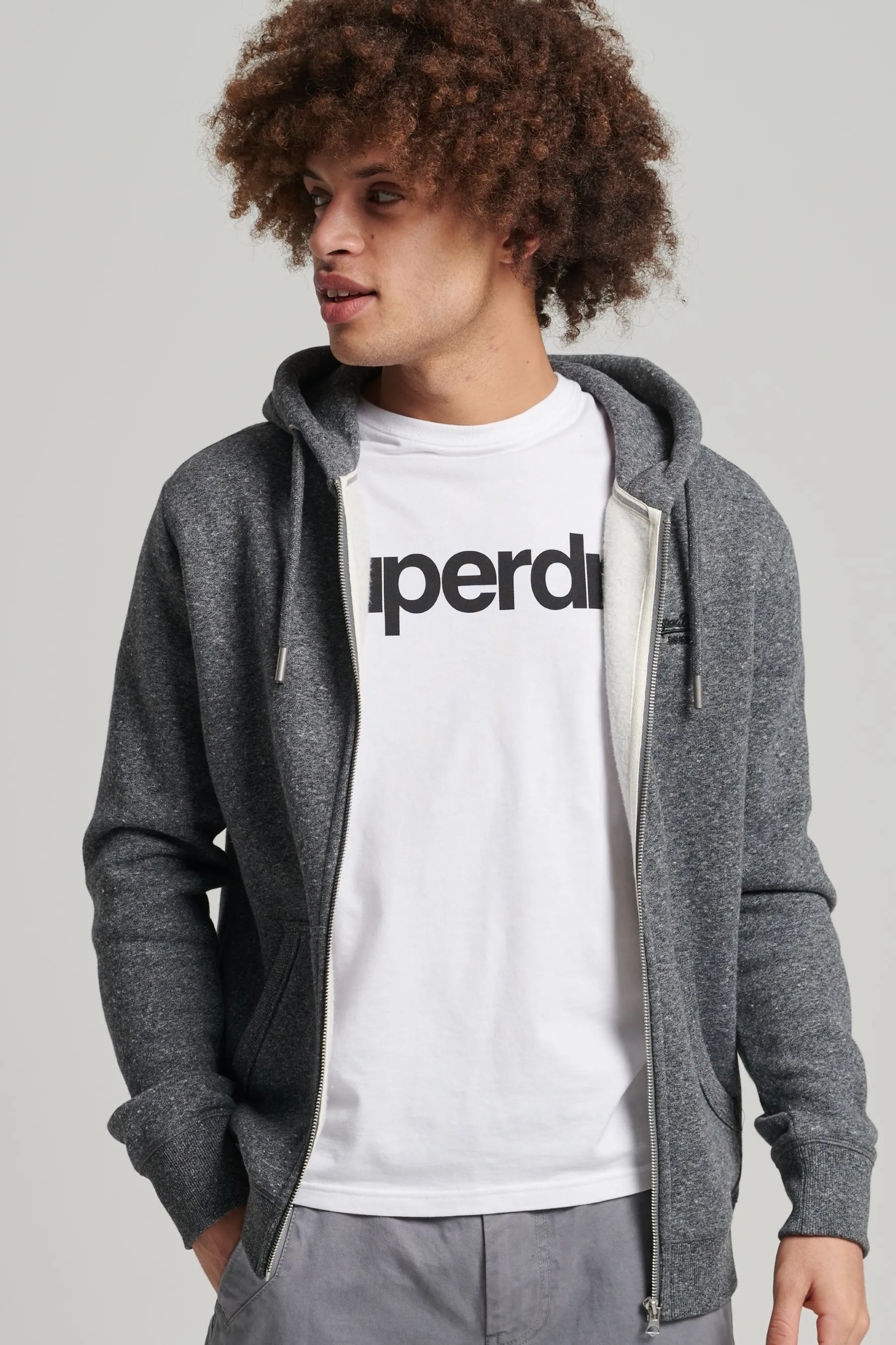 Superdry - Felpa con cappuccio, zip e logo vintage ricamato